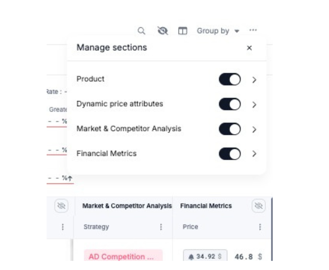 Manage sections